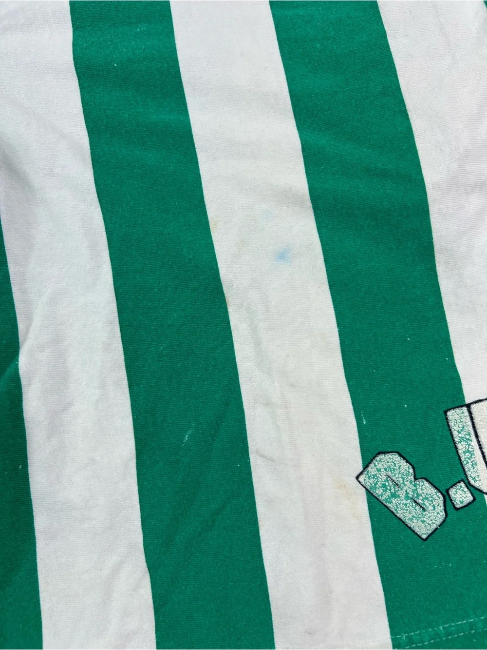 Vintage 1993 B.U.M equipment Cotton Striped Shorts Green White Size Medium